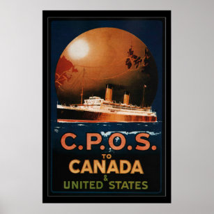 Vintage CPOS till Canada United Stater Frakt Trave Poster
