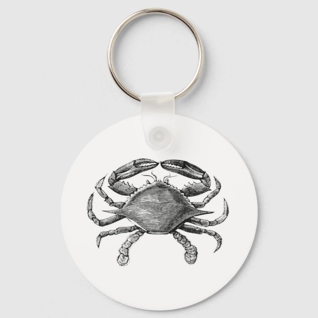 Vintage Crab Teckning Nyckelring (Framsida)