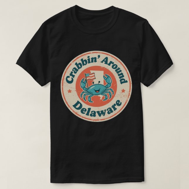 Vintage Crabbin runt Delaware Crab T Shirt (Design framsida)
