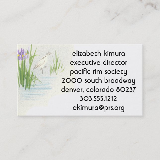 Vintage Crane Asian Stil Affärskort Visitkort (Framsida)