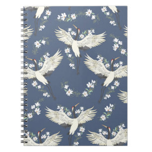 Vintage Crane: Flygande Bird Mönster Anteckningsbok