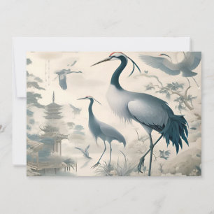 Vintage Cranes Crane Birds Tapet Inbjudningar