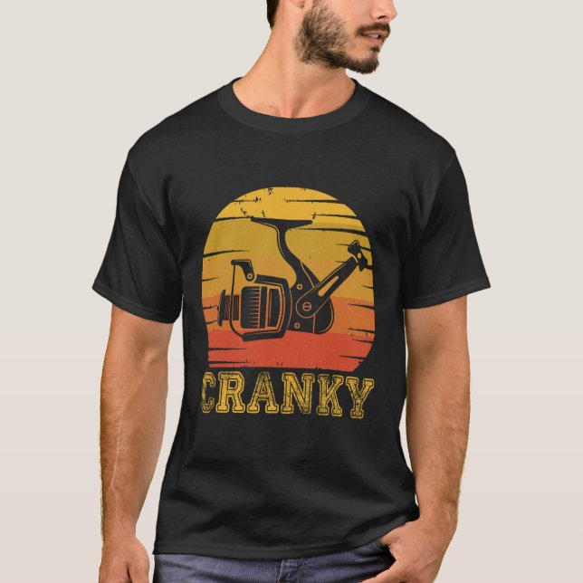 Vintage Cranky Fishing Reel T Shirt (Framsida)