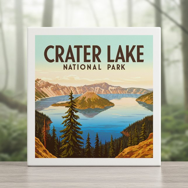 Vintage Crater Sjö nationalpark Kakelplatta (Skapare uppladdad)