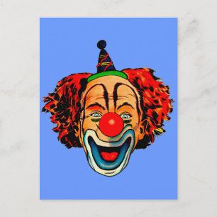 Vintage Crazy Clown Vykort