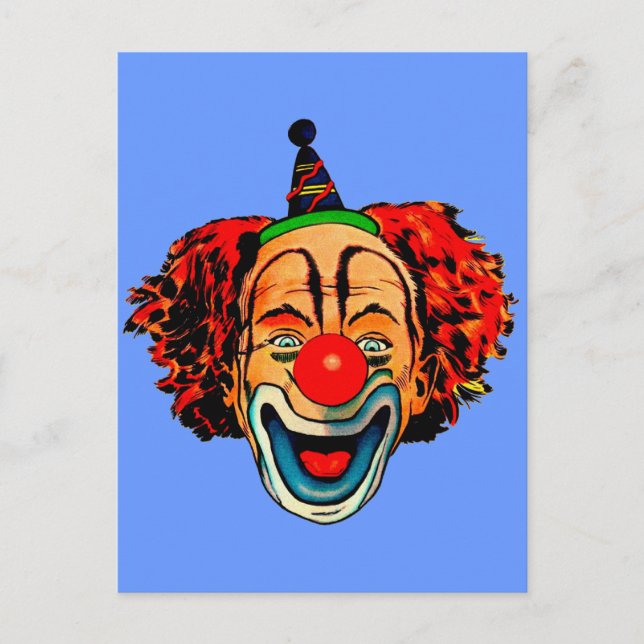 Vintage Crazy Clown Vykort (Framsida)
