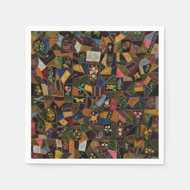 Vintage Crazy Quilt Pappersservett (Framsidan)