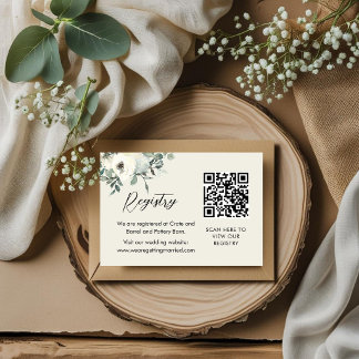 Vintage Cream Elegant QR-kod Bröllopspresentregist Tilläggskort