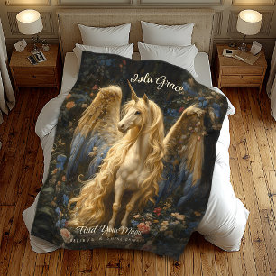 Vintage Cream Pegasus Unicorn Woodland Fantasy Fleecefilt