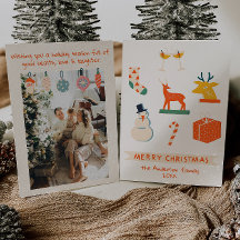 Vintage Cream Red Illustrated jul Retro Roligt