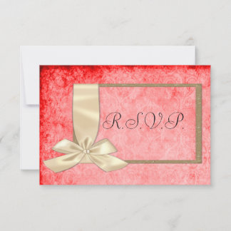 Vintage Cream Ribbon och Red Bröllop OSA Kort