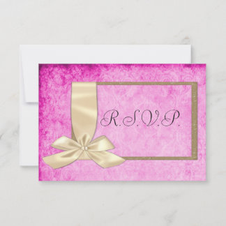 Vintage Cream Ribbon och Rosa Bröllop OSA Kort