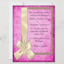 Vintage Cream Ribbon om Rosa Bröllopsinbjudningar