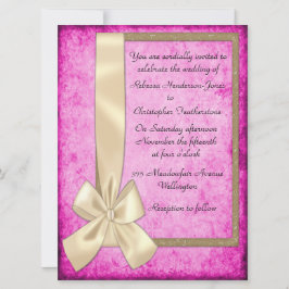 Vintage Cream Ribbon om Rosa Bröllopsinbjudningar Inbjudningar