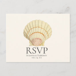 Vintage Cream Scallop Snigelskal Bröllop RSVP Inbjudan Vykort
