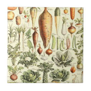 Vintage Cream Vegetables Mönster Kakelplatta