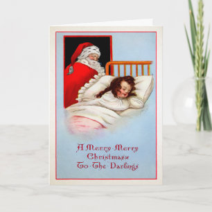 Vintage Creeper Santa Helgdag Card Helgkort