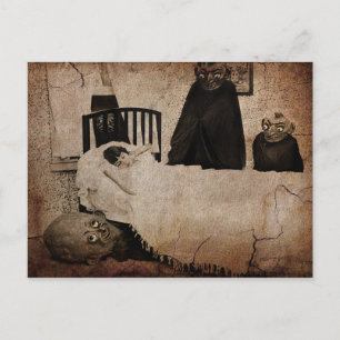Vintage Creepy Boogeyman Postcard Vykort