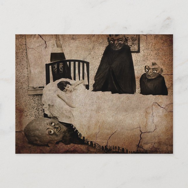 Vintage Creepy Boogeyman Postcard Vykort (Framsida)
