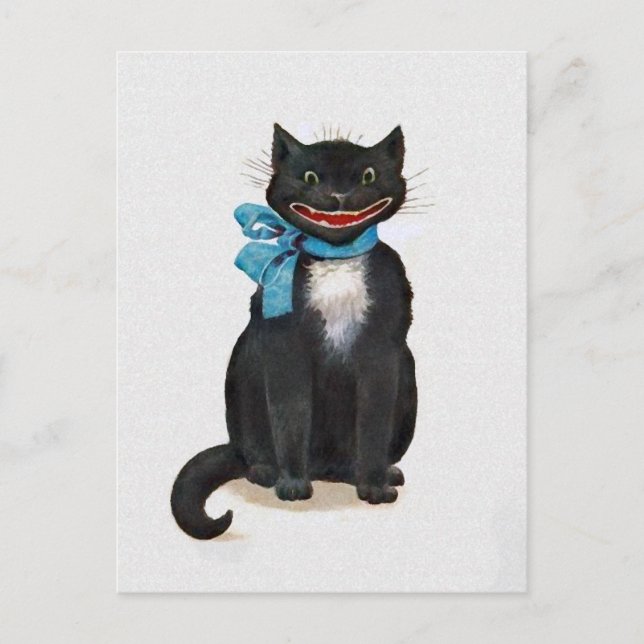 Vintage Creepy Cat Helg Vykort (Framsida)