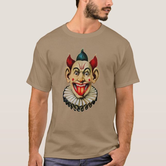 Vintage Creepy Clown Ansikte T Shirt (Framsida)