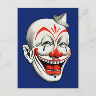 Vintage Creepy Clown Vykort