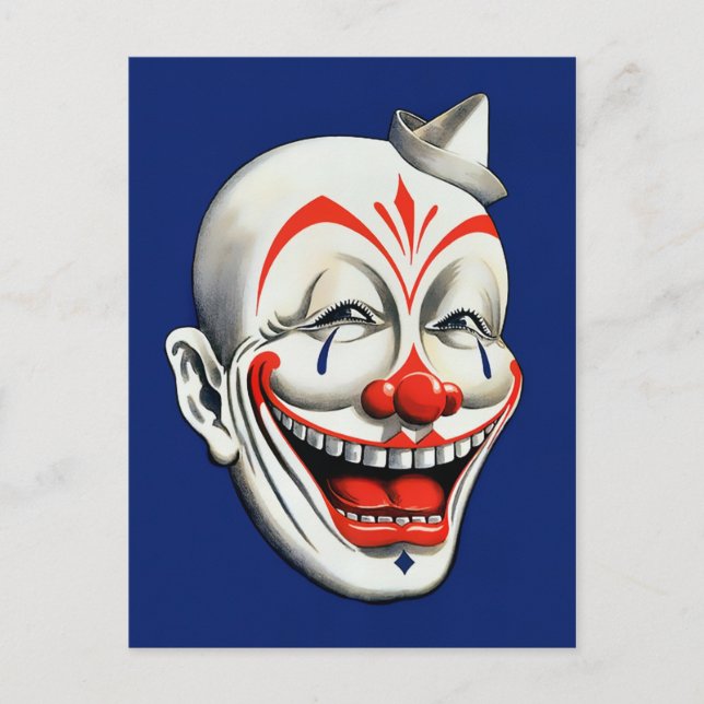 Vintage Creepy Clown Vykort (Framsida)