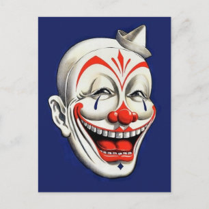 Vintage Creepy Clown Vykort