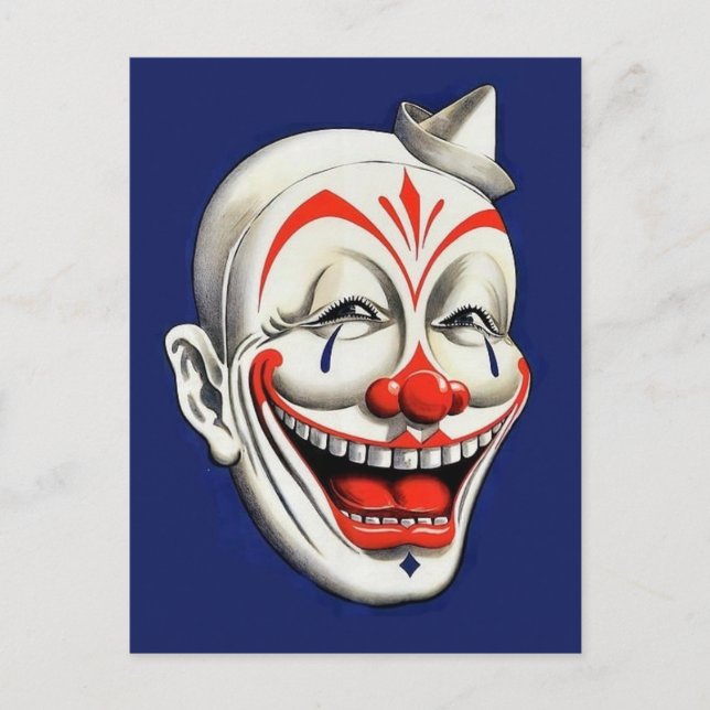 Vintage Creepy Clown Vykort (Framsida)