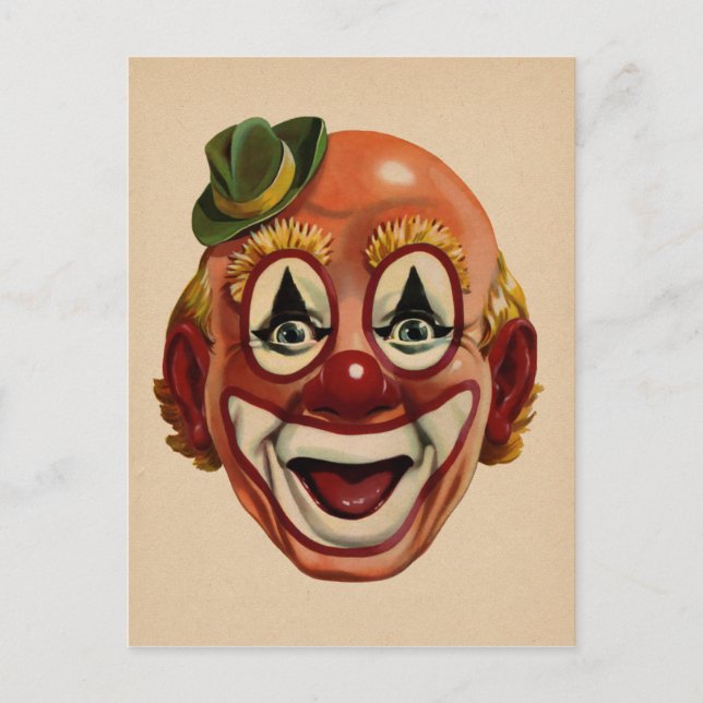 Vintage Creepy Clown Vykort (Framsida)
