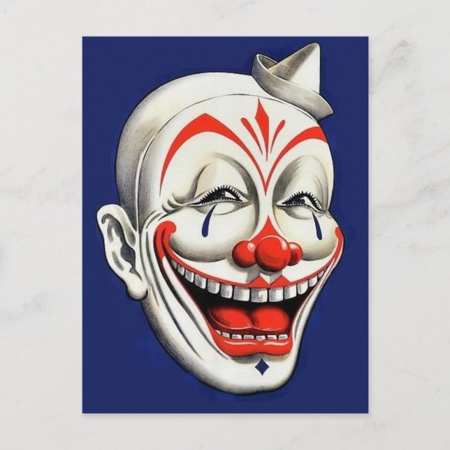 Vintage Creepy Clown Vykort (Framsida)