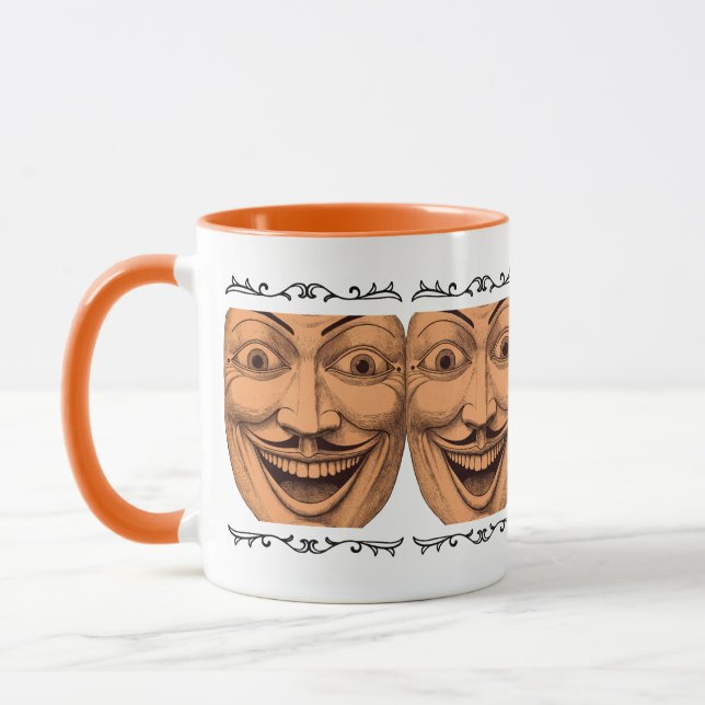 Vintage Creepy Comedy Mask Mugg (Vänster)