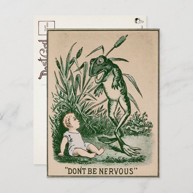 Vintage Creepy Frog vykort  (Fram/baksida)
