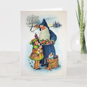 Vintage Creepy German Santa Card Helgkort