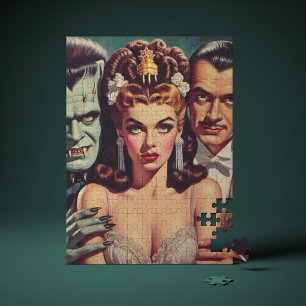 Vintage Creepy Horror Art Pussel