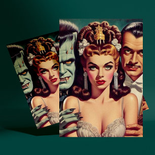 Vintage Creepy Horror Art Vykort