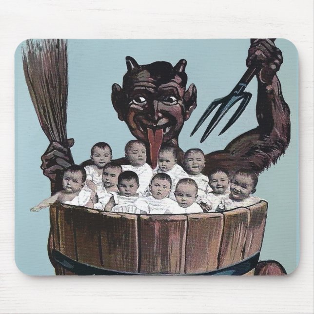 Vintage Creepy Krampus Musmatta (Framsidan)