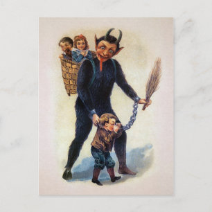 Vintage Creepy Krampus Vykort
