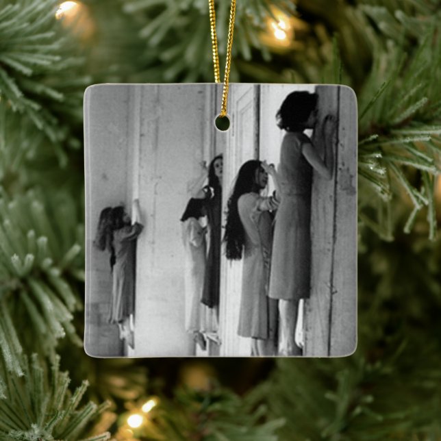 Vintage Creepy Posted Women Julgransprydnad Keramik (Träd)