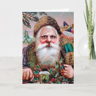 Vintage Creepy Santa Helgdag Card Helgkort