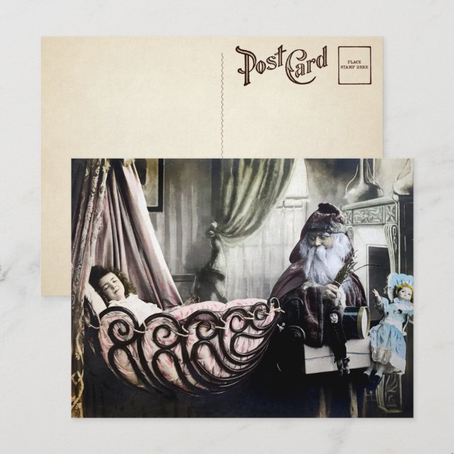 Vintage Creepy Santa Photo Postcard Vykort (Fram/baksida)