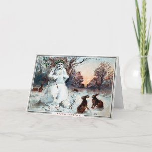 Vintage Creepy Snögubbe-julkort Helgkort