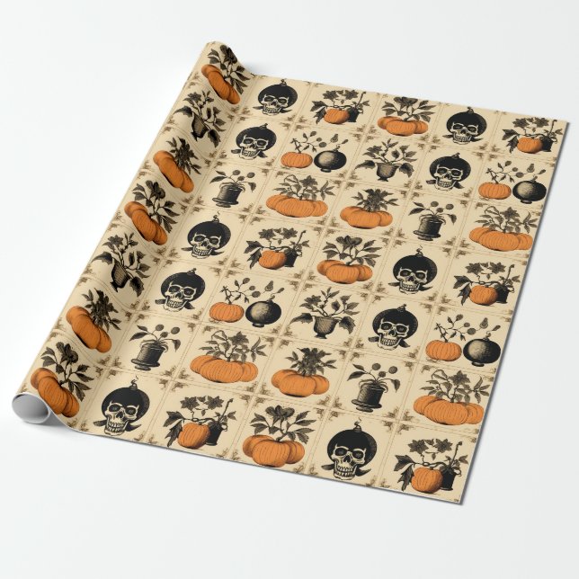 Vintage Creepy Touch Halloween Presentpapper (Utrullad)