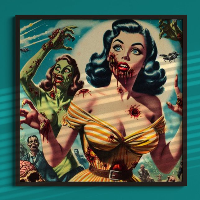 Vintage Creepy Zombie Pin-up Poster (Skapare uppladdad)