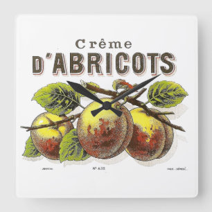 Vintage Creme d'Abricots Ad Fyrkantig Klocka
