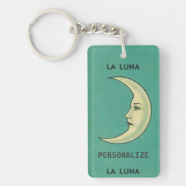 Vintage crescent måne teal gult la luna