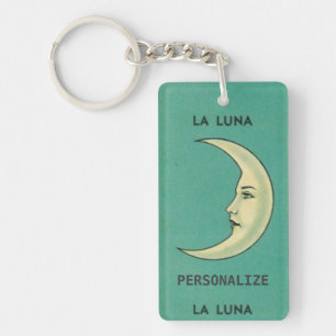 Vintage crescent måne teal gult la luna