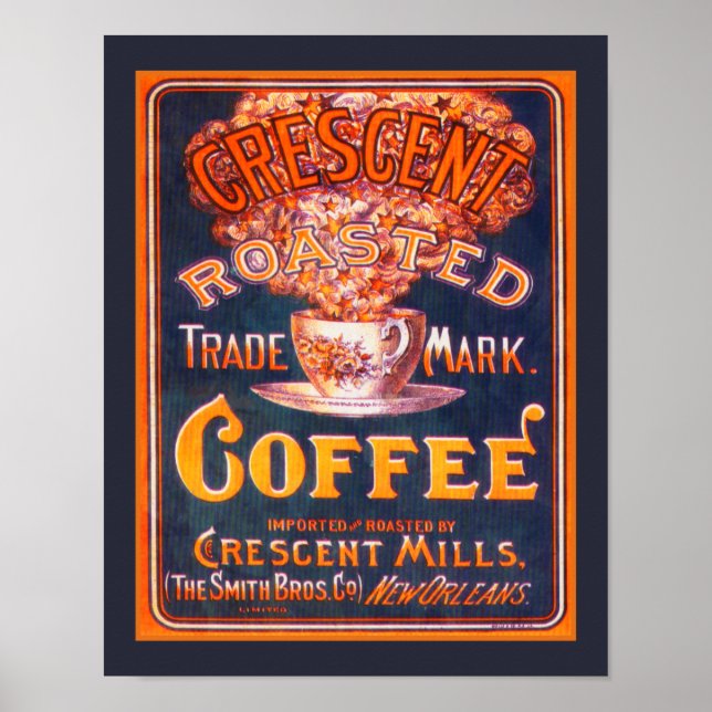 Vintage Crescent Rosted Coffee Ad Poster (Framsidan)