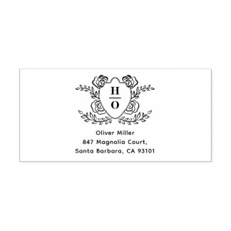 Vintage Crest Blommig Regency Bröllop Självfärgande Stämpel