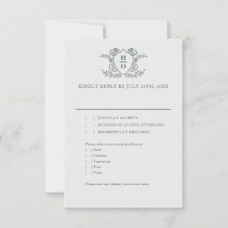 Vintage Crest Regency Bröllop RSVP OSA Kort